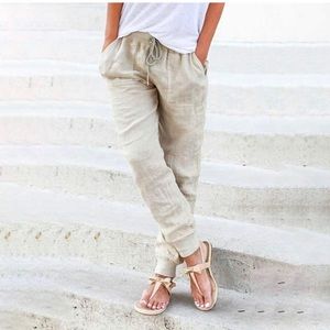 Drawstring Tapered cotton/linen Pants